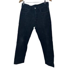 Levi's 501 Black Wash Button Fly 32x31 Light Distressing